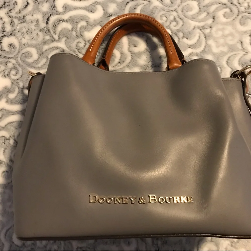 Dooney & Bourke Mini Breanna Gray Satchel with Brown Handles